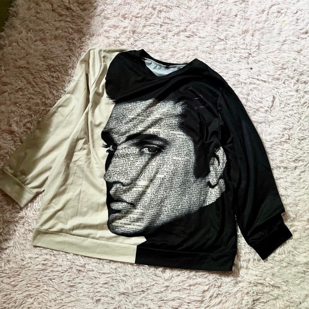 Elvis Presley Graphic Newspaper‎ Retro Hollywood 50s Rock Unisex Sweater 2XL